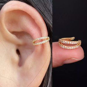 Double Line Crystal Ear Cuff Gold Tone NEW BUNDLE DEAL